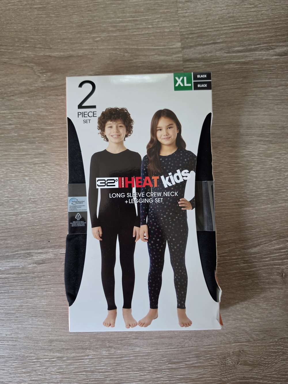 32 Degrees Heat Kids Long Sleeve Crew Neck + Legging Set - Black (2 Piece)